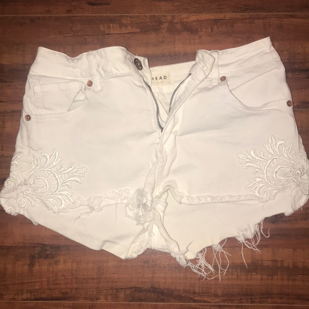 White denim shorts